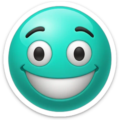 A turquoise ball with a smiling, waving face sticker