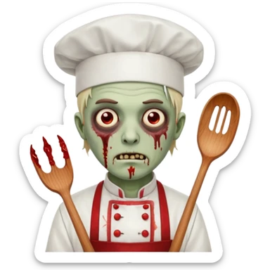 black zombi man chef sticker