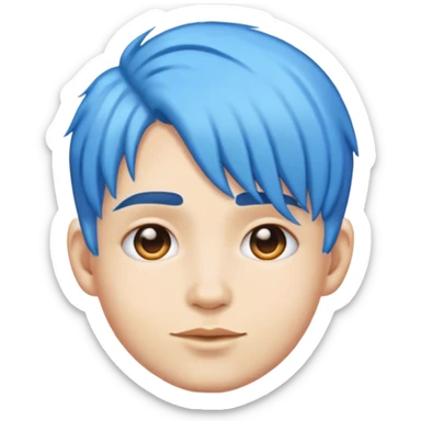 A real person face emoji and hair is a blue brain sticker