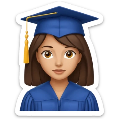 brunette woman with graduation cap sticker