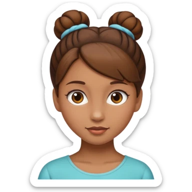 Girl with light brow skin and brown hair in bun sticker