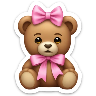 teddy bear with pink bow sticker
