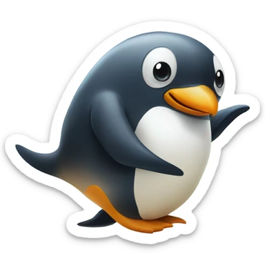 Penguin riding a huge fish sticker