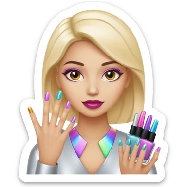futuristic female nail artist sticker