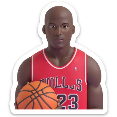 Michael Jordan basketball player with clear detailed face, upper body portrait sticker