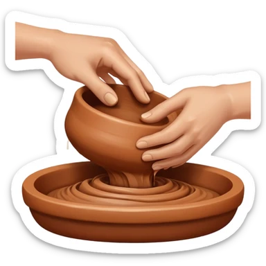 Hands kneading pottery clay sticker