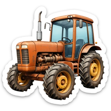 Tractor with various farming tools sticker