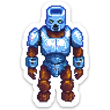 Minecraft iron golem spawner block, pixel art style, simple and recognizable, 8-bit look sticker