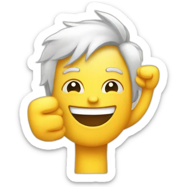 happy person positive energy with thumb of approval and excellence gesture sticker