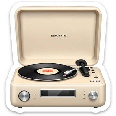 Modern record player, white and beige  sticker