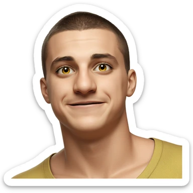 smiling boy in yellow shirt sticker