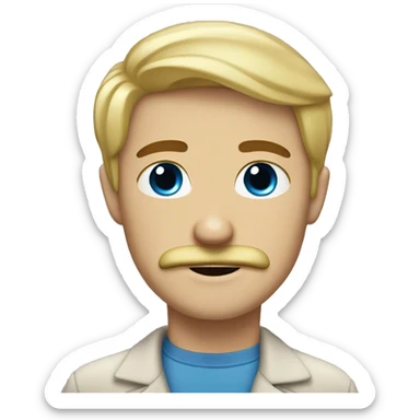 Blond blue eyes guy with moustache with brown hair brown eyes girl sticker