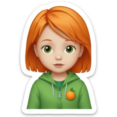 orange hair girl baby green outfit sticker