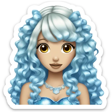 hime gyaru siren, blue skin, fish scales sticker