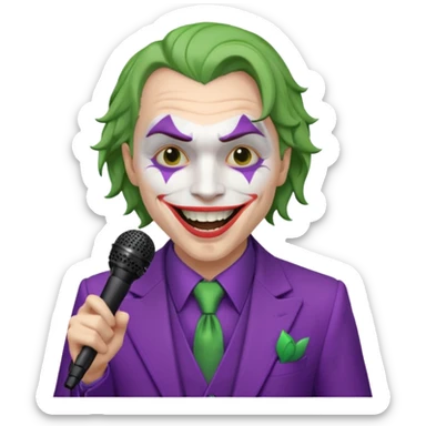 joker with, microphone, singing sticker