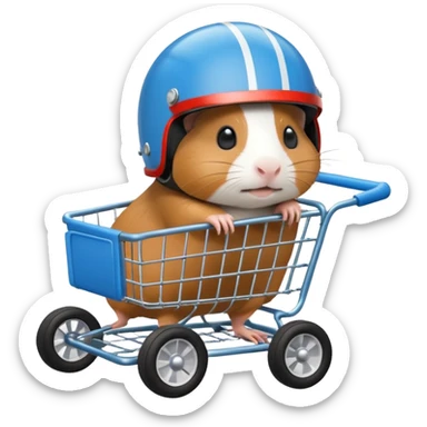Race car whose frame and suspension is made of shopping cart material driven by a thin Guinea pig  sticker