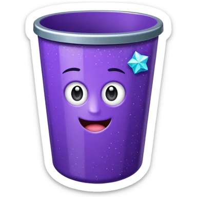 Glitter Purple and Cian  metal rubbish bin office sticker