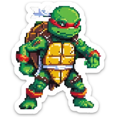 green masked ninja turtle in action pose sticker