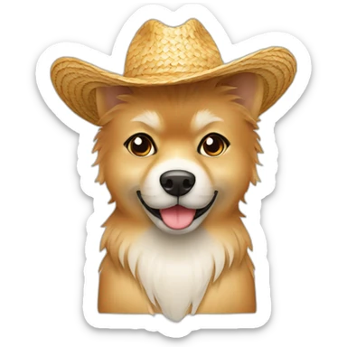 zwergspitz with straw hat sticker