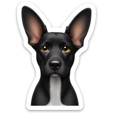 black dog with big up ears sticker