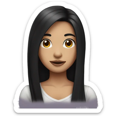 Girl with long black hair and neck tattoo sticker