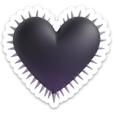 3D style black heart with metallic spikes, gothic vibe, dark and elegant sticker