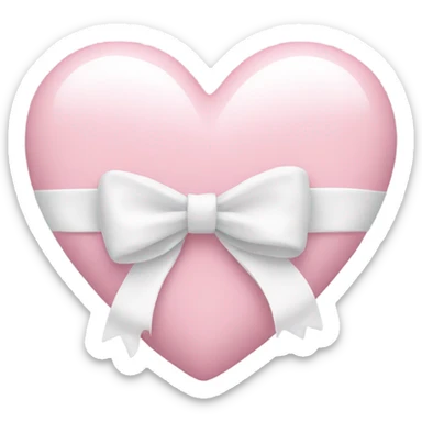 Pastel pink heart with white bow sticker