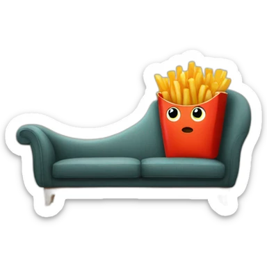 french fry drinking coffee on the sofa sticker