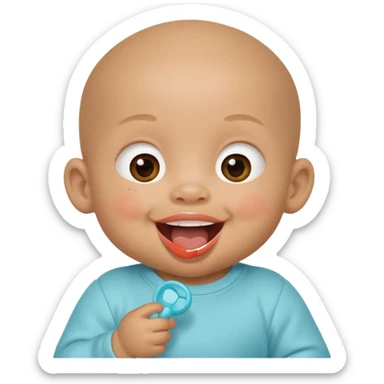 Bébé qui rigole métisse avec une tetine sticker