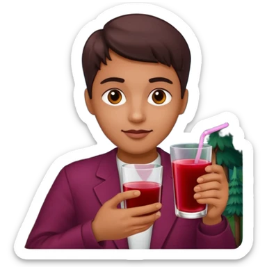 juice red,forest fruits, person, sticker