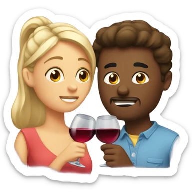 gf and bf drinking wine sticker
