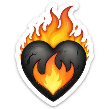 Black heart in flames sticker