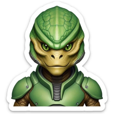 krogan alien from Mass Effect, reptilian alien with head plate sticker