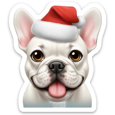 French bulldog with a Christmas hat  sticker