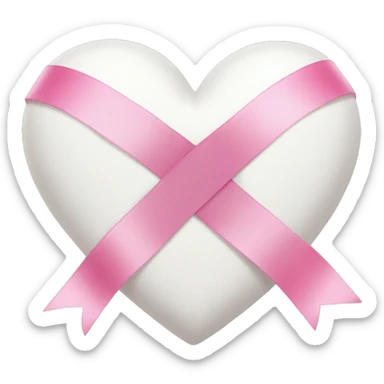 White heart with pink ribbon  sticker