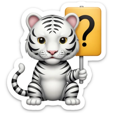 White Tiger, holding a sign SOON! sticker