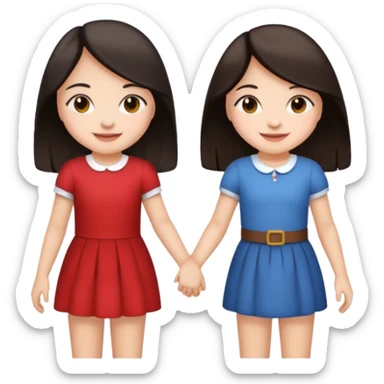 Two friends holding hands girls dark hair sticker