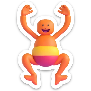 stomach with arms and legs, character pose sticker