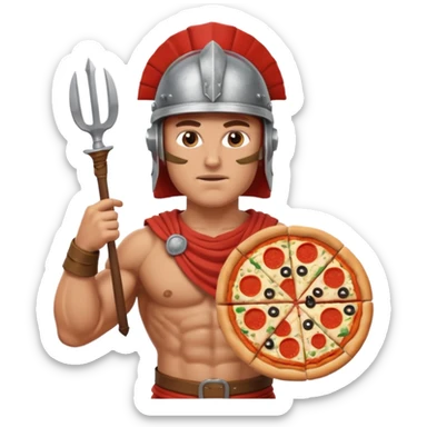 greece ancient warrior with pizza sticker