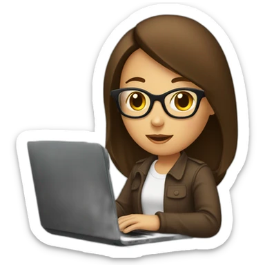 fille brune qui travaille sur ordinateur sticker