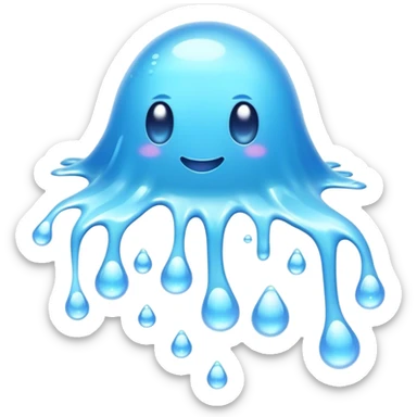 Cinematic Realistic Clear Blue Slime, glossy and translucent with a soft blue hue, light reflecting off its smooth surface, subtle bubbles trapped inside, slightly jiggling with movement, delicate highlights enhancing its wet and squishy texture, glowing with a soft, magical aura. sticker