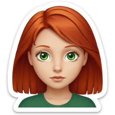 Girl with medium length red hair and green eyes sticker