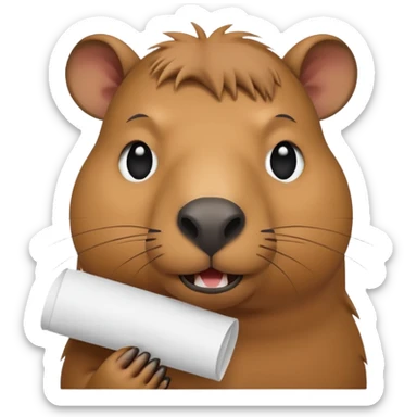 emoji of capibara chewing white paper sticker