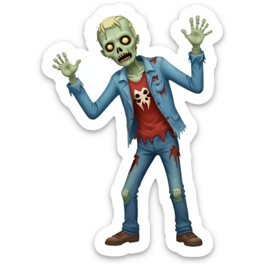 A cute, cheerful, full-length zombie is standing and dancing sticker