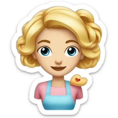 Cocinera rubia ojos azules tatuaje corazón en mani sticker