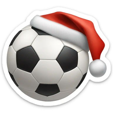 Soccer ball with a Santa hat sticker