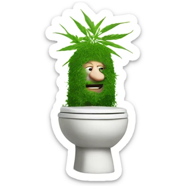 Weed toilet with bald man inside sticker