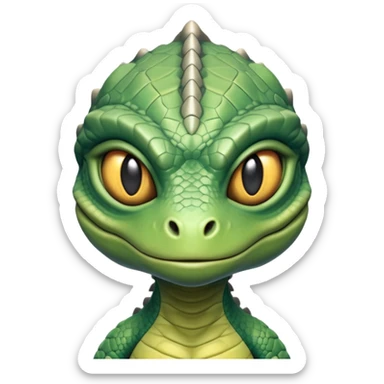 reptilian alien character, lizard-like face, scaled skin, sharp eyes, alien warrior vibe, 3D cartoon, mobile game icon style, clean background, no text, no watermark
 sticker