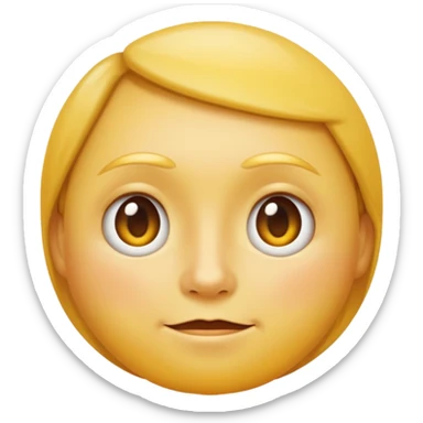 simple round yellow face with subtle soft glow around edges, classic Apple emoji style sticker