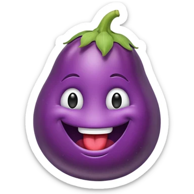 Smiley emoji eating eggplant  sticker